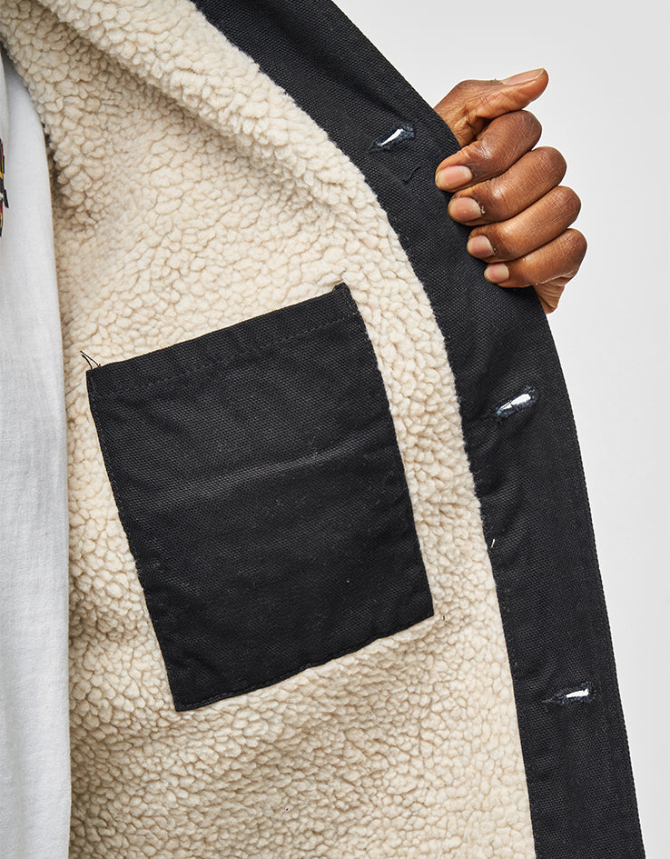 Dickies High Pile Fleece Lined Chore Jacket - Stone Washed Black