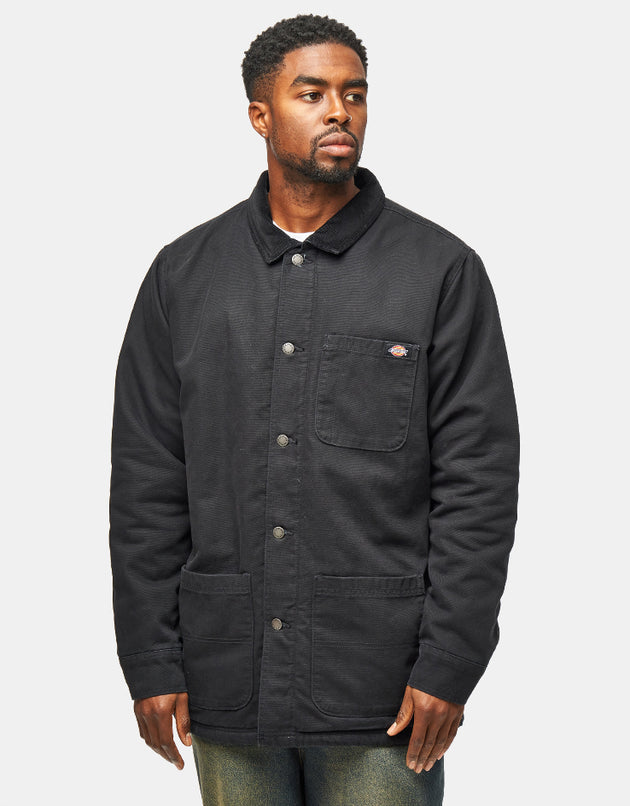 Dickies High Pile Fleece Lined Chore Jacket - Stone Washed Black