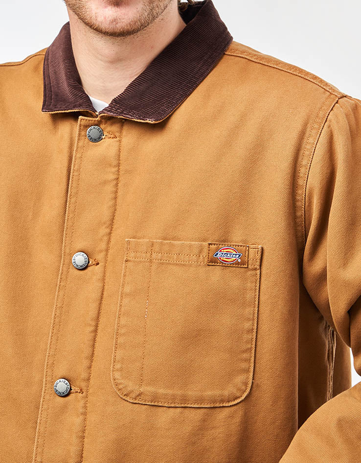 Dickies High Pile Fleece Lined Chore Jacket - Stonewashed Brown Duck
