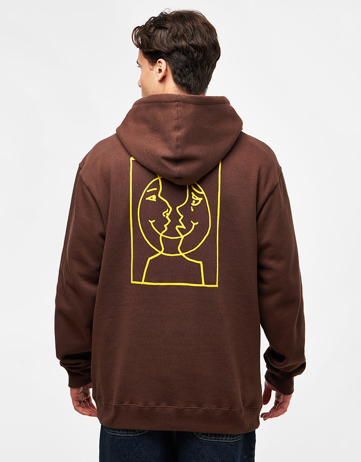 Krooked Moonsmile Raw Pullover Hoodie - Brown/Yellow