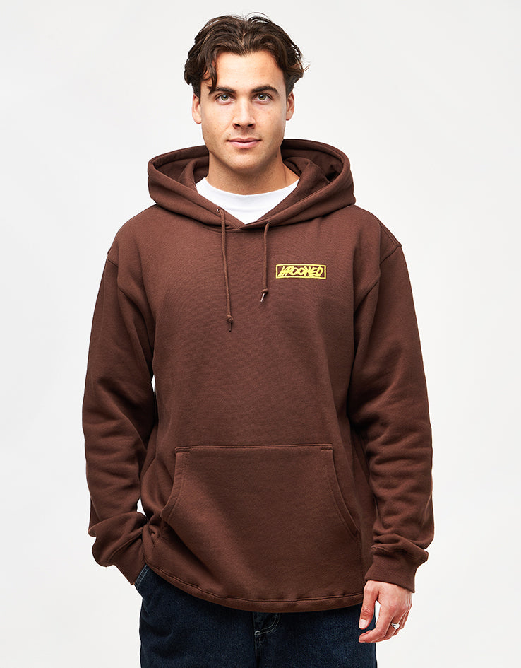 Krooked Moonsmile Raw Pullover Hoodie - Brown/Yellow