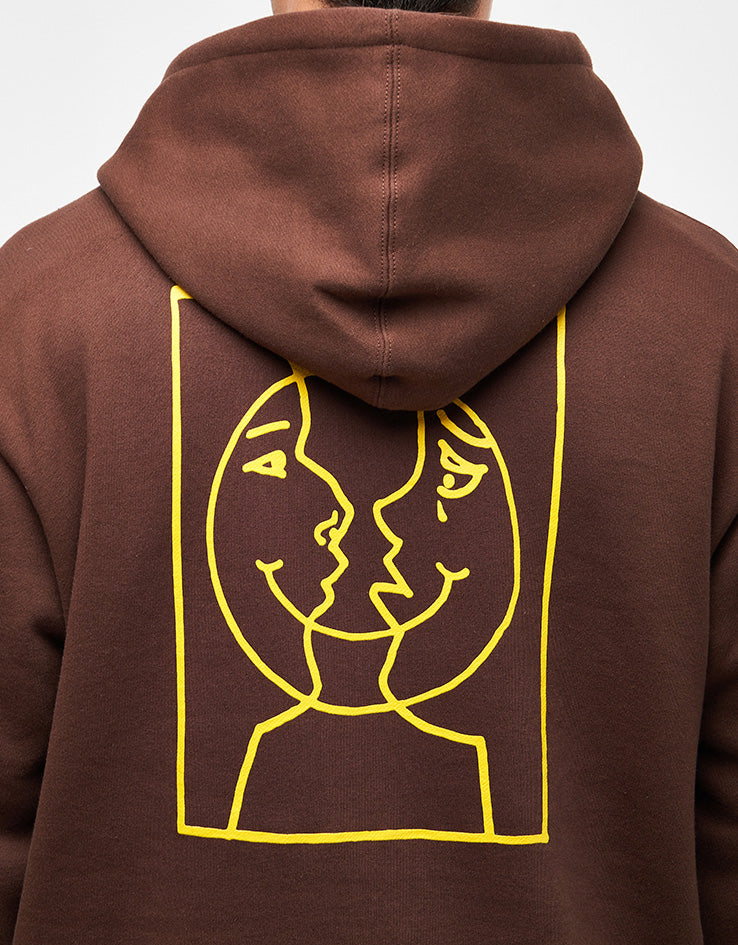 Krooked Moonsmile Raw Pullover Hoodie - Brown/Yellow