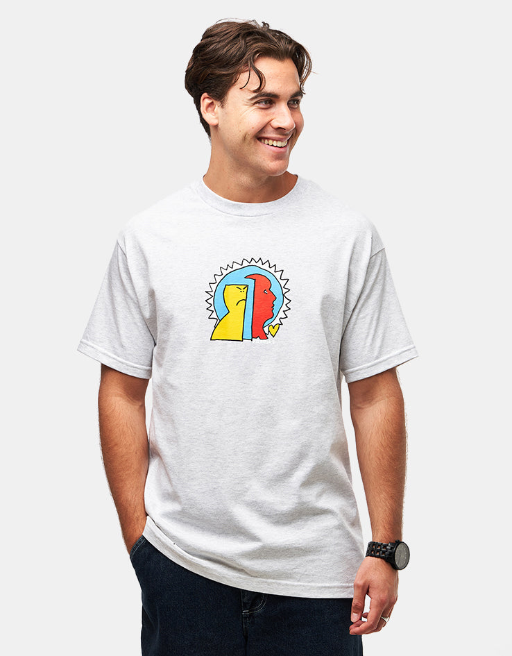 Krooked Mad Back Fill T-Shirt - Ash Grey/Multi