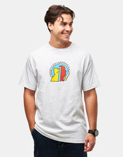 Krooked Mad Back Fill T-Shirt - Ash Grey/Multi