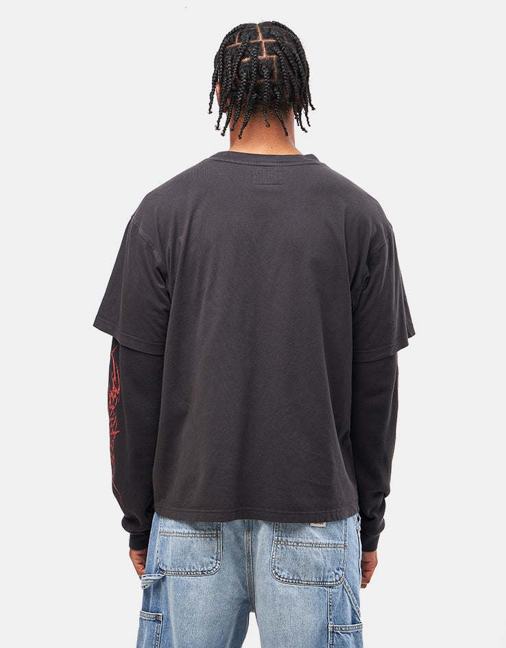 Welcome Caste Layered L/S Knit - Black/Red