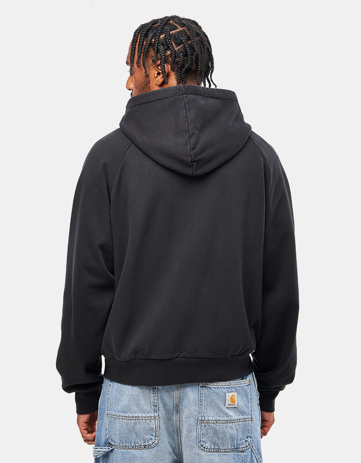 Welcome Duality Cropped Pigment-Dyed Zip Hoodie - Black