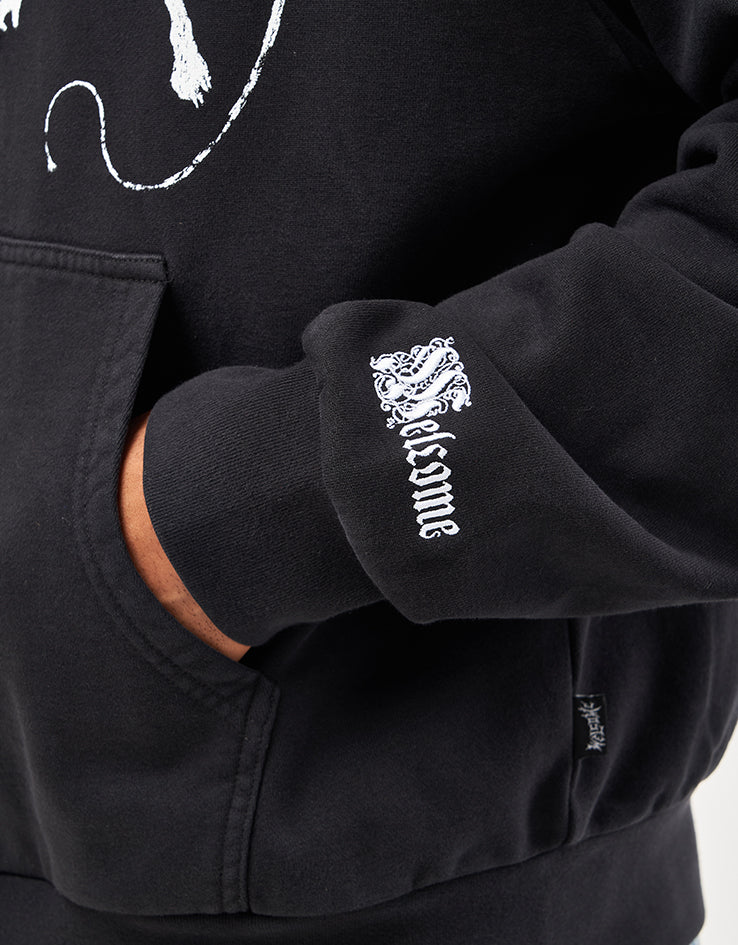 Welcome Duality Cropped Pigment-Dyed Zip Hoodie - Black