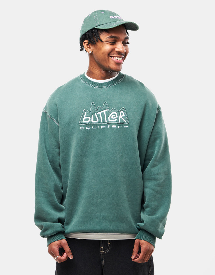 Butter Goods Equipment Applique Crewneck - Washed Fern
