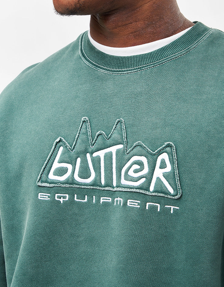 Butter Goods Equipment Applique Crewneck - Washed Fern