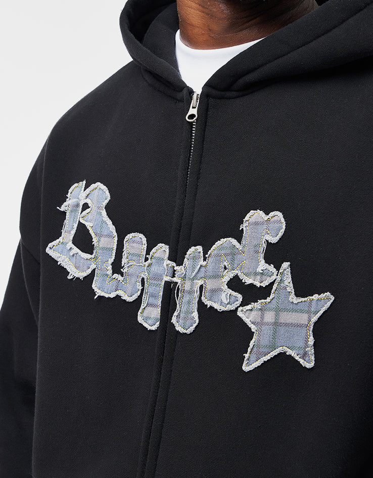 Butter Goods Edge Applique Zip-Thru Hoodie - Black