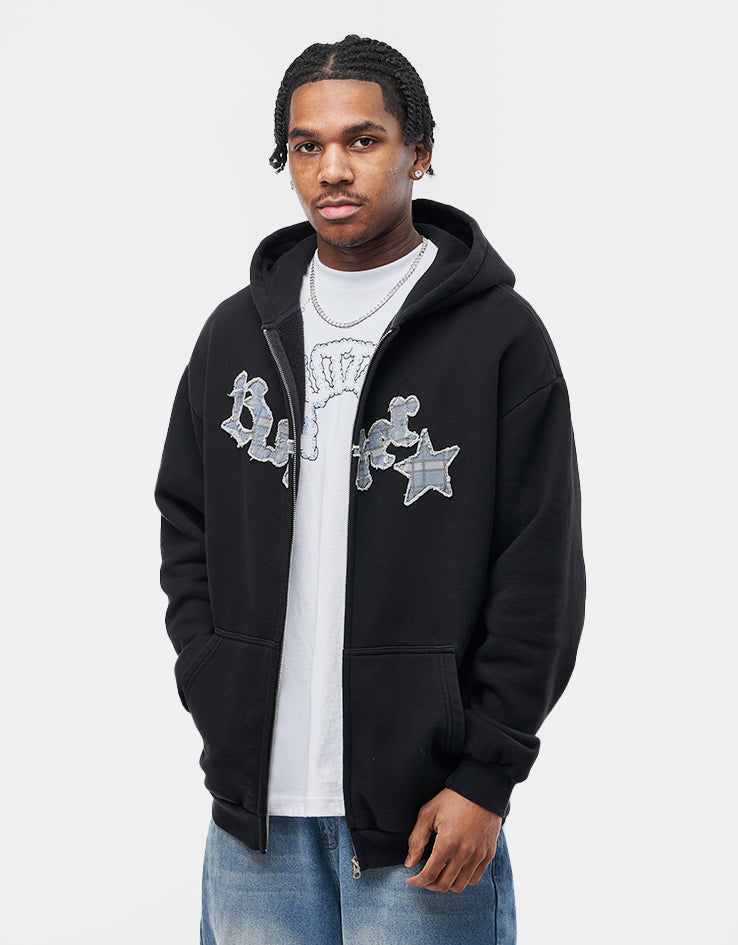 Butter Goods Edge Applique Zip-Thru Hoodie - Black