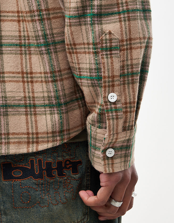 Butter Goods Bear Flannel L/S Shirt - Khaki