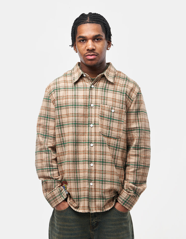 Butter Goods Bear Flannel L/S Shirt - Khaki