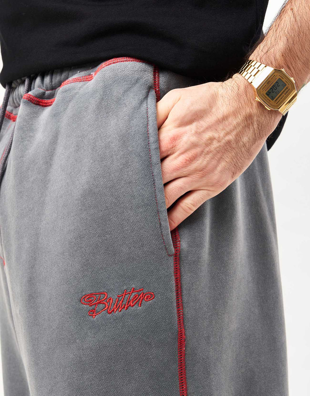 Butter Goods Baggy Fleece Pants - Washed Black