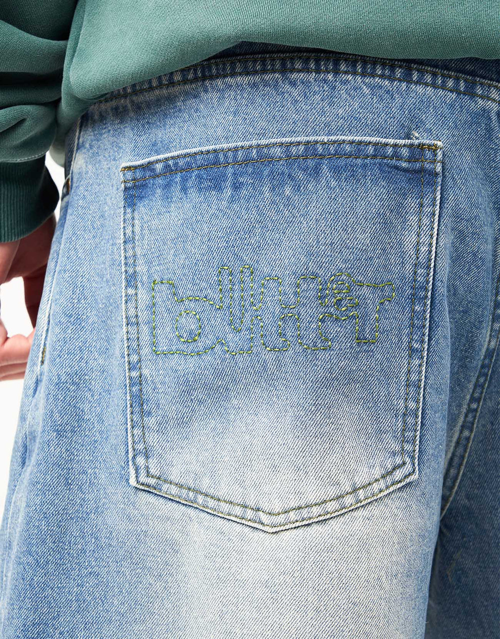 Butter Goods Warped Denim Shorts - Washed Mid Blue