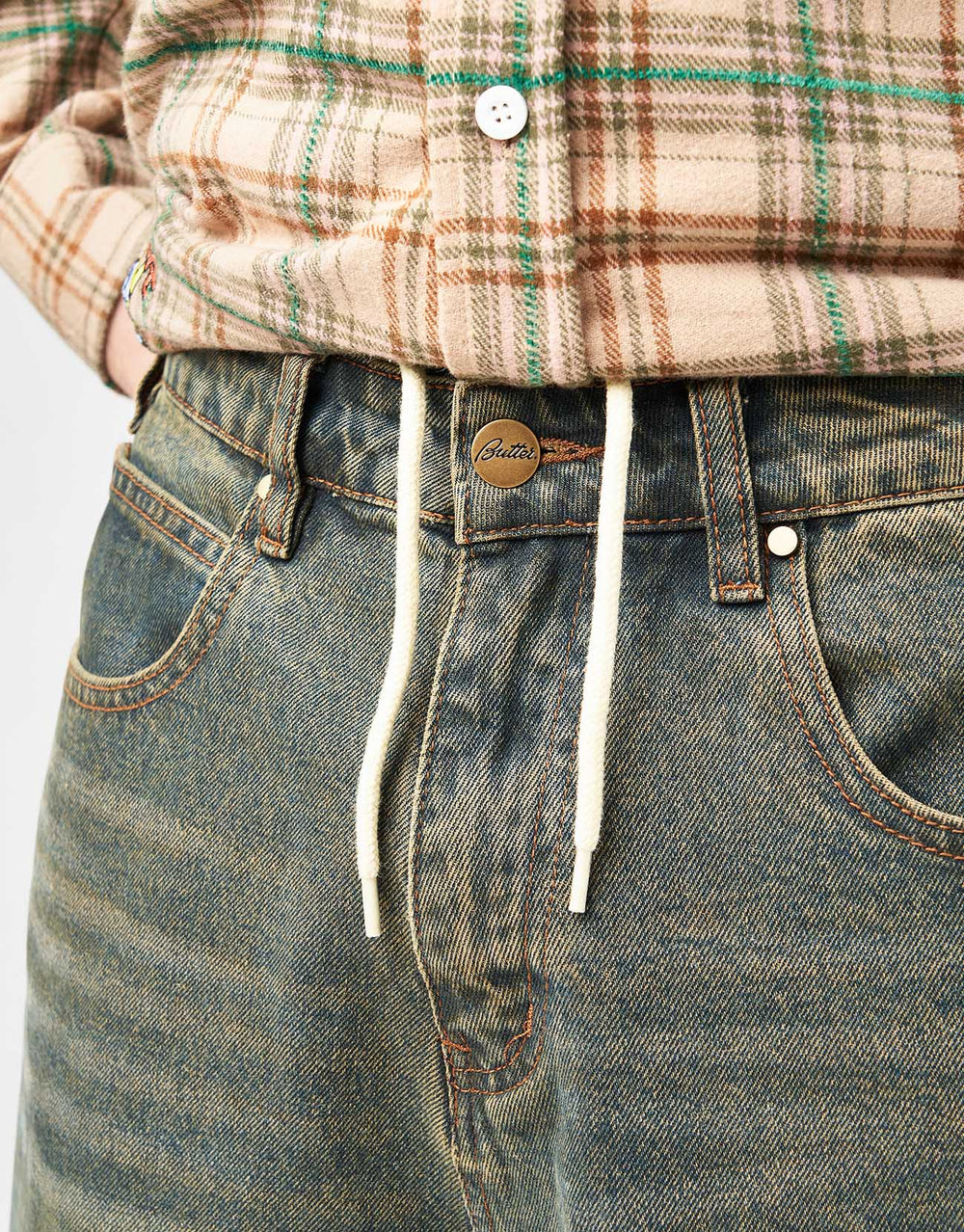 Butter Goods Warped Denim Shorts - Dirty Wash Indigo