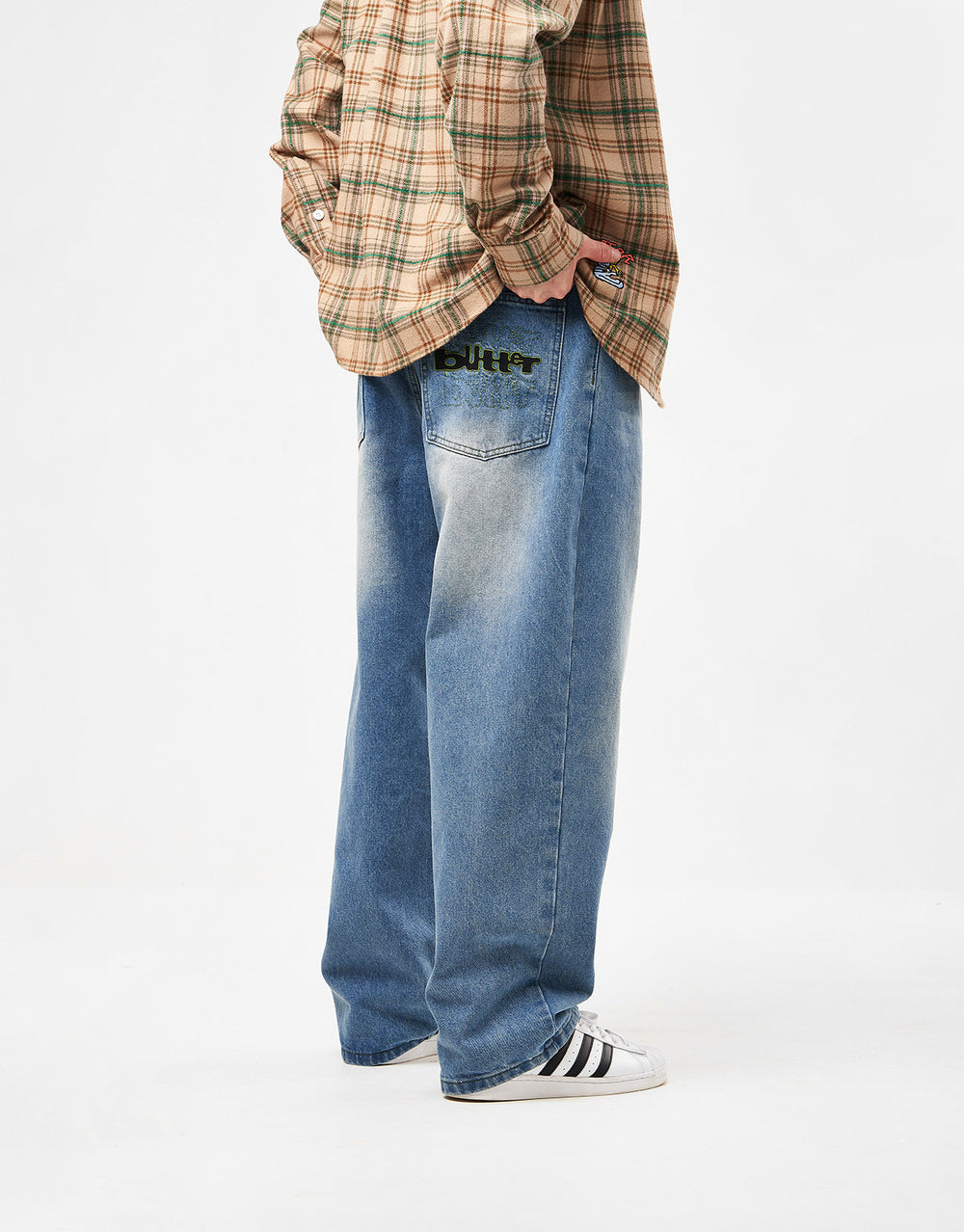 Butter Goods Warped Denim Jeans - Washed Mid Blue