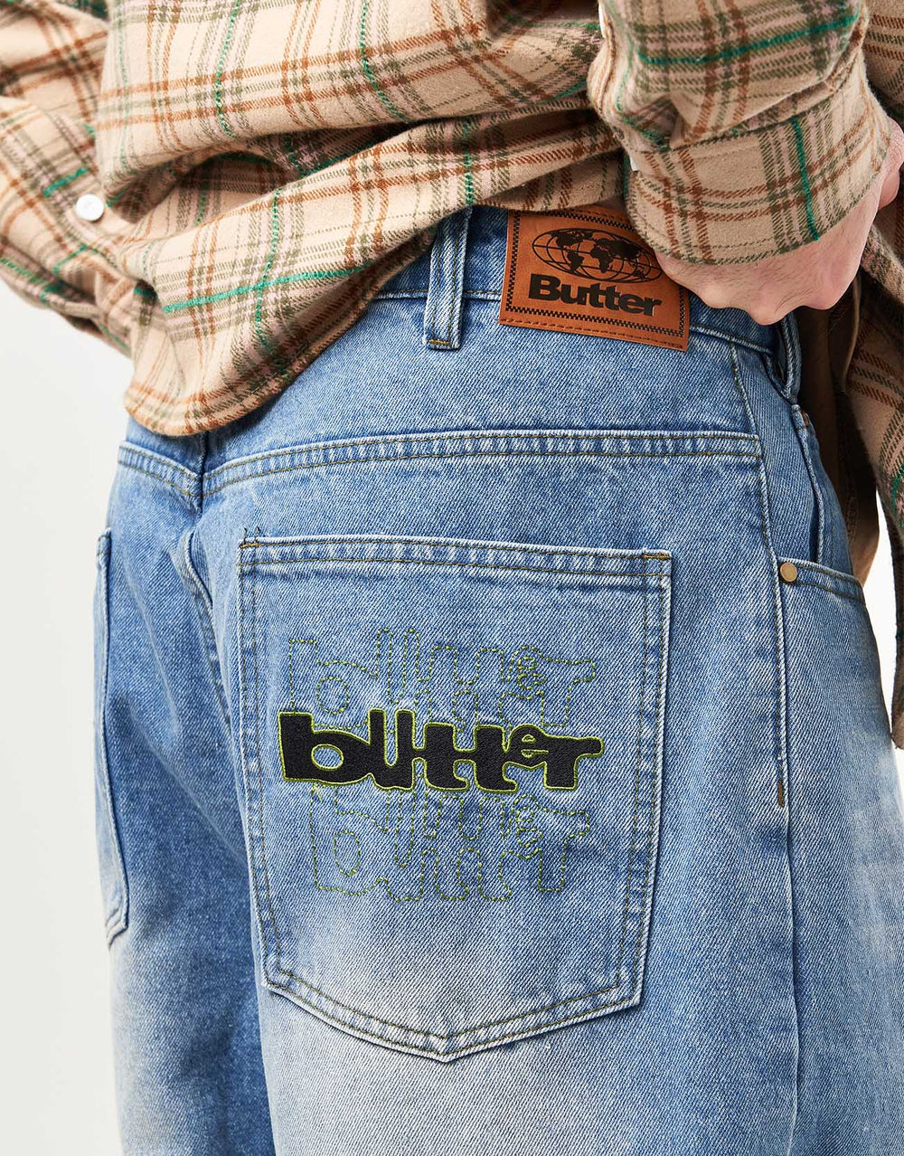 Butter Goods Warped Denim Jeans - Washed Mid Blue
