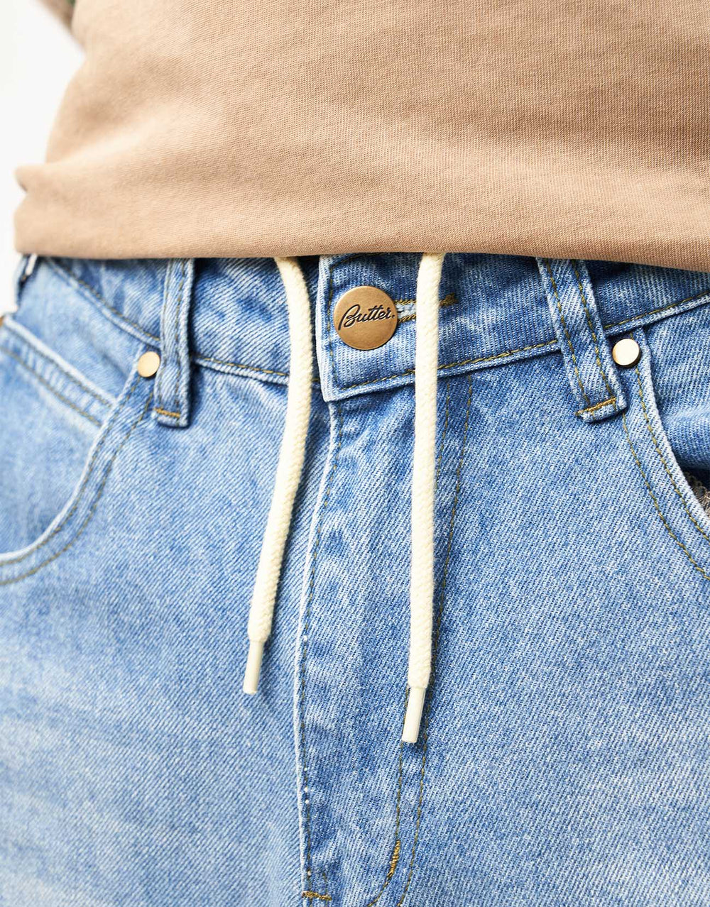 Butter Goods Warped Denim Jeans - Washed Mid Blue