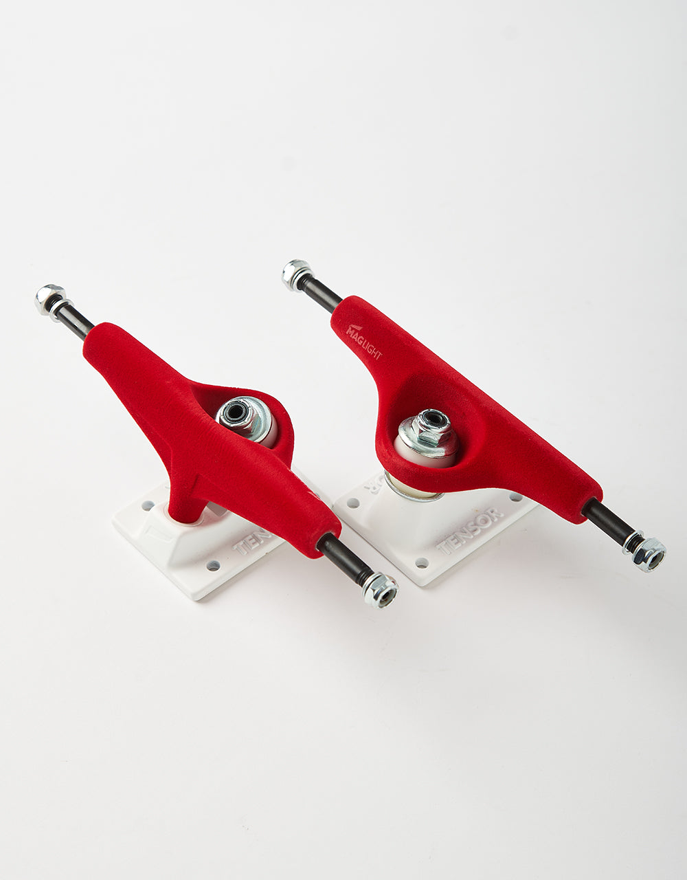 Tensor Velvet Mag Light 5.25 Skateboard Trucks - Red/White (Pair)