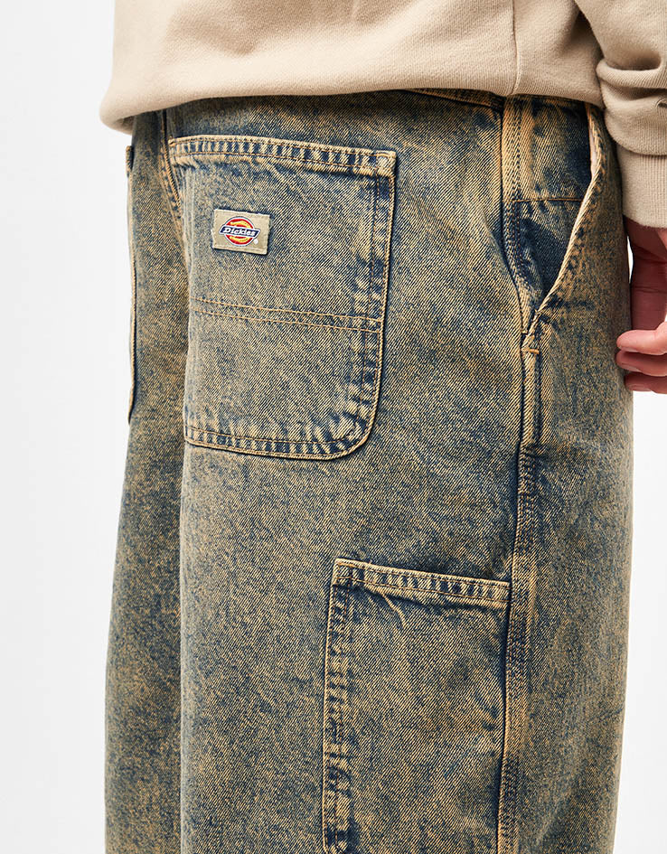 Dickies Madison Denim Shorts - Yellow Fade Indigo