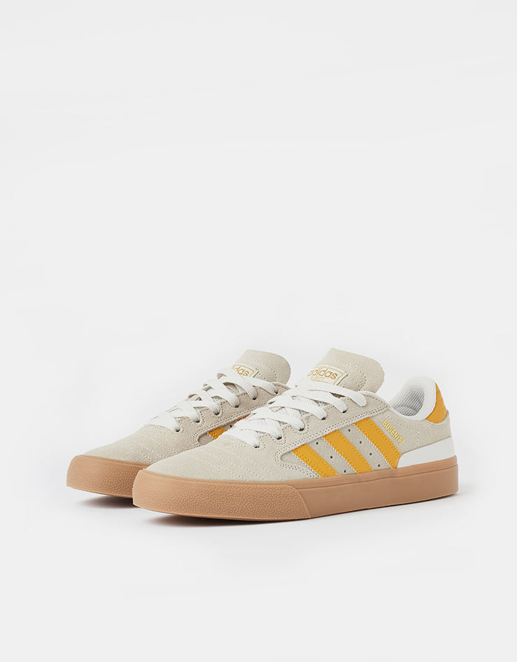 adidas Busenitz Vulc II Skate Shoes - Crystal White/Preloved Yellow/Gold Metallic
