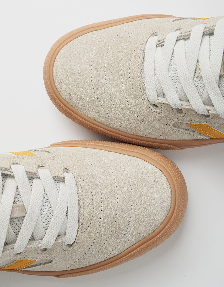 adidas Busenitz Vulc II Skate Shoes - Crystal White/Preloved Yellow/Gold Metallic