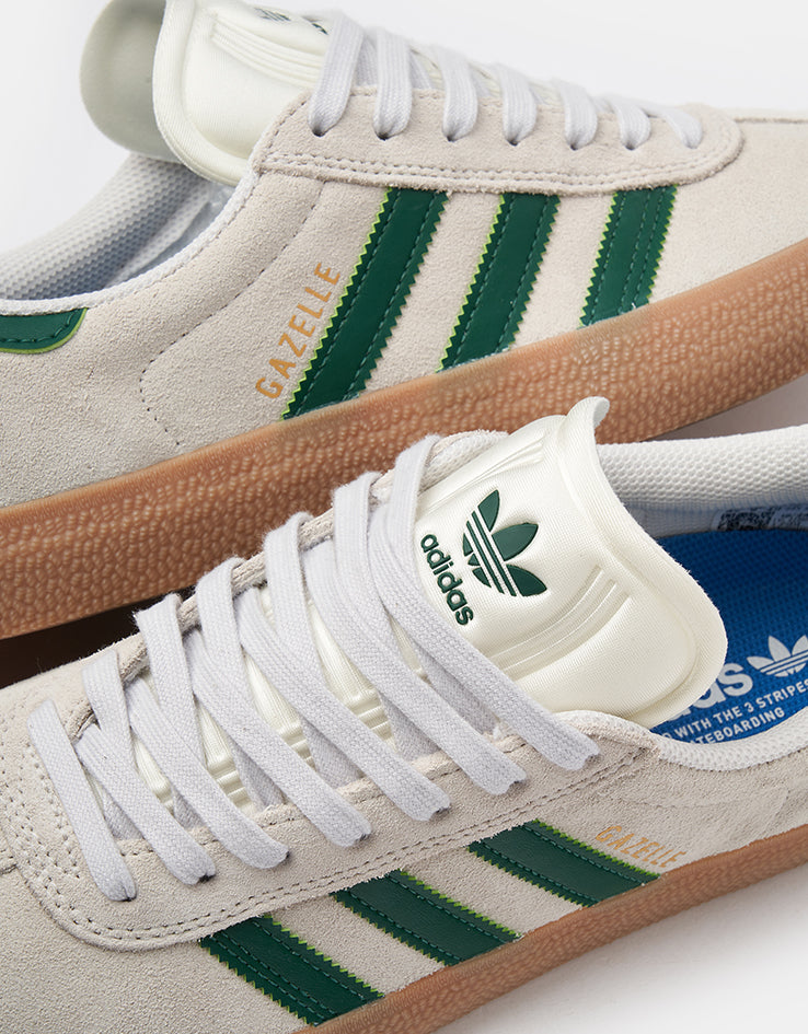 adidas Gazelle ADV Skate Shoes - Crystal White/Crystal White/Gum