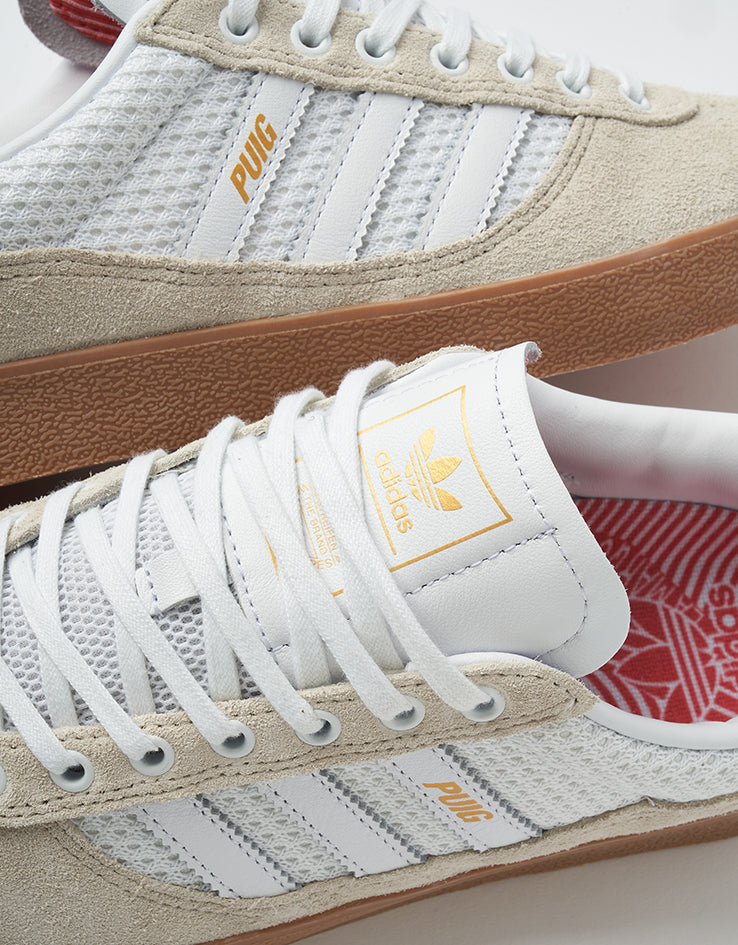 adidas Puig Indoor Skate Shoes - Wonder White/White/Gum