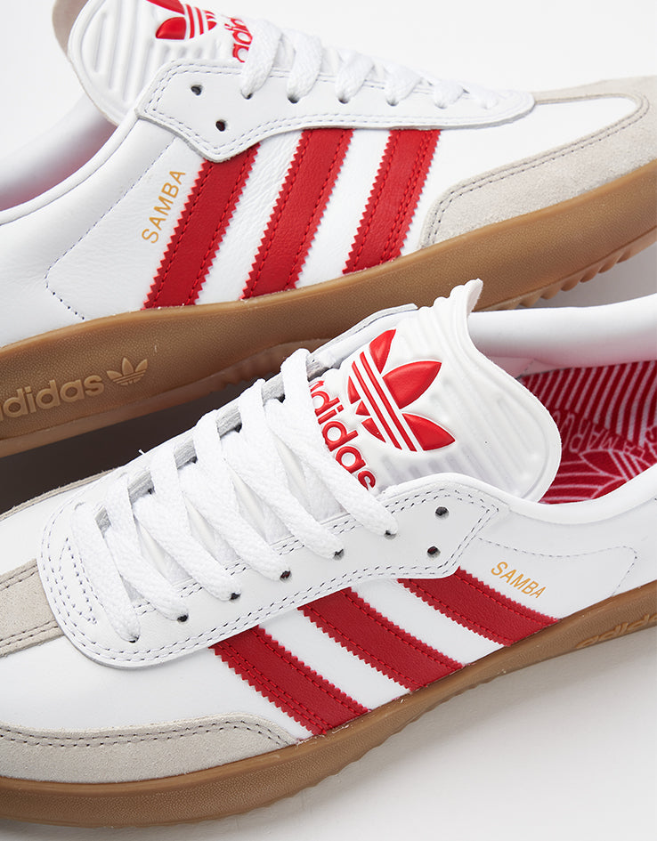 adidas Puig Samba Skate Shoes - White/Better Scarlet/Gum
