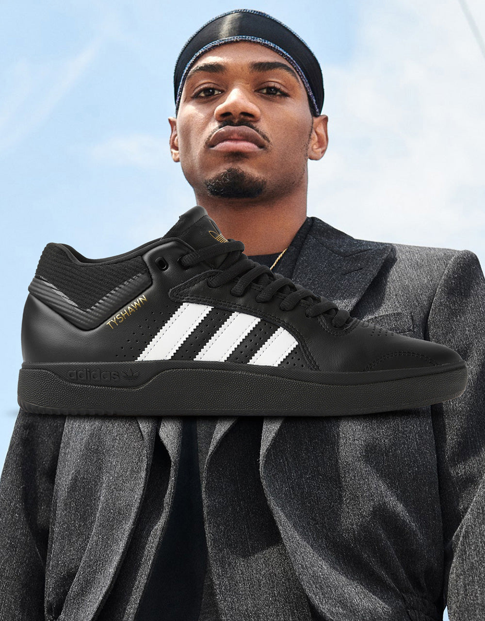 adidas Tyshawn Skate Shoes - Core Black/Ftw White/Gold Metallic