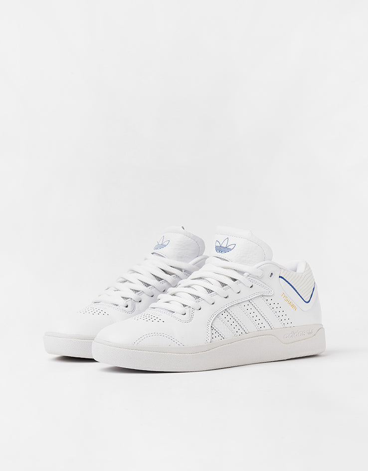 adidas Tyshawn Skate Shoes - White/Bluebird/Gold Metallic
