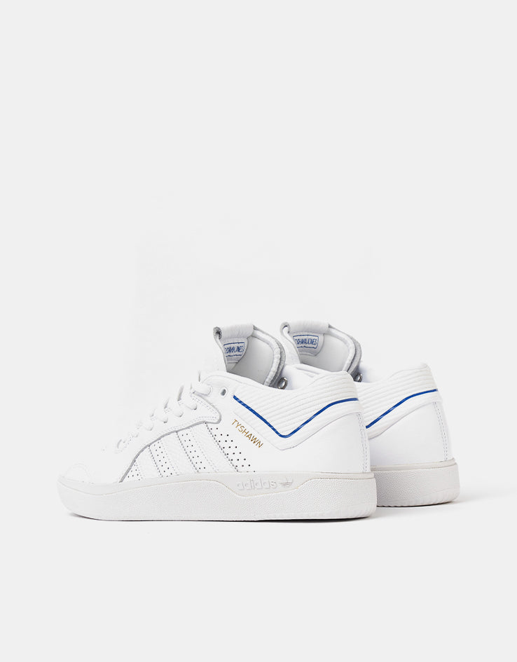 adidas Tyshawn Skate Shoes - White/Bluebird/Gold Metallic