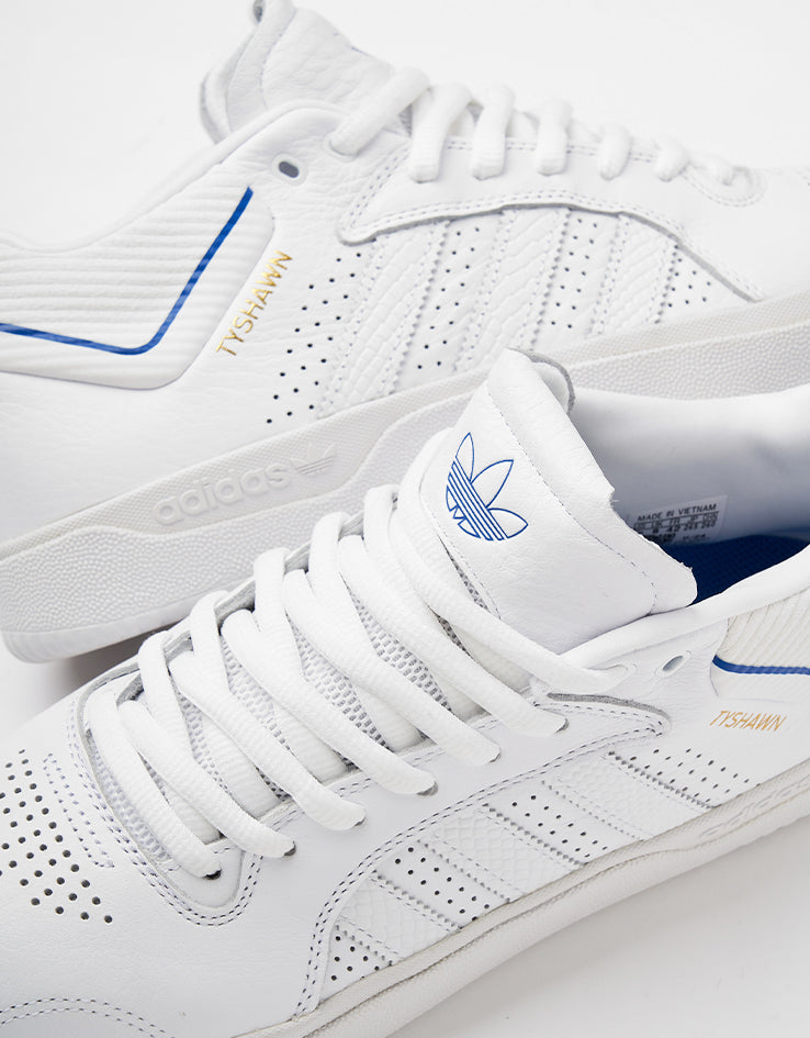 adidas Tyshawn Skate Shoes - White/Bluebird/Gold Metallic