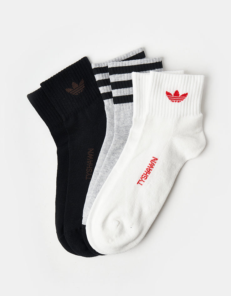 adidas x Tyshawn Socks - White/Grey Heather/Black