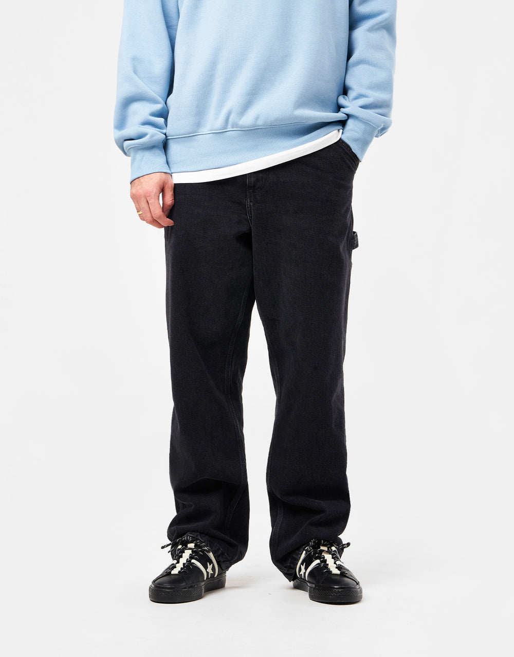 Carhartt WIP Single Knee Pant - Black Heart (Stone Washed)