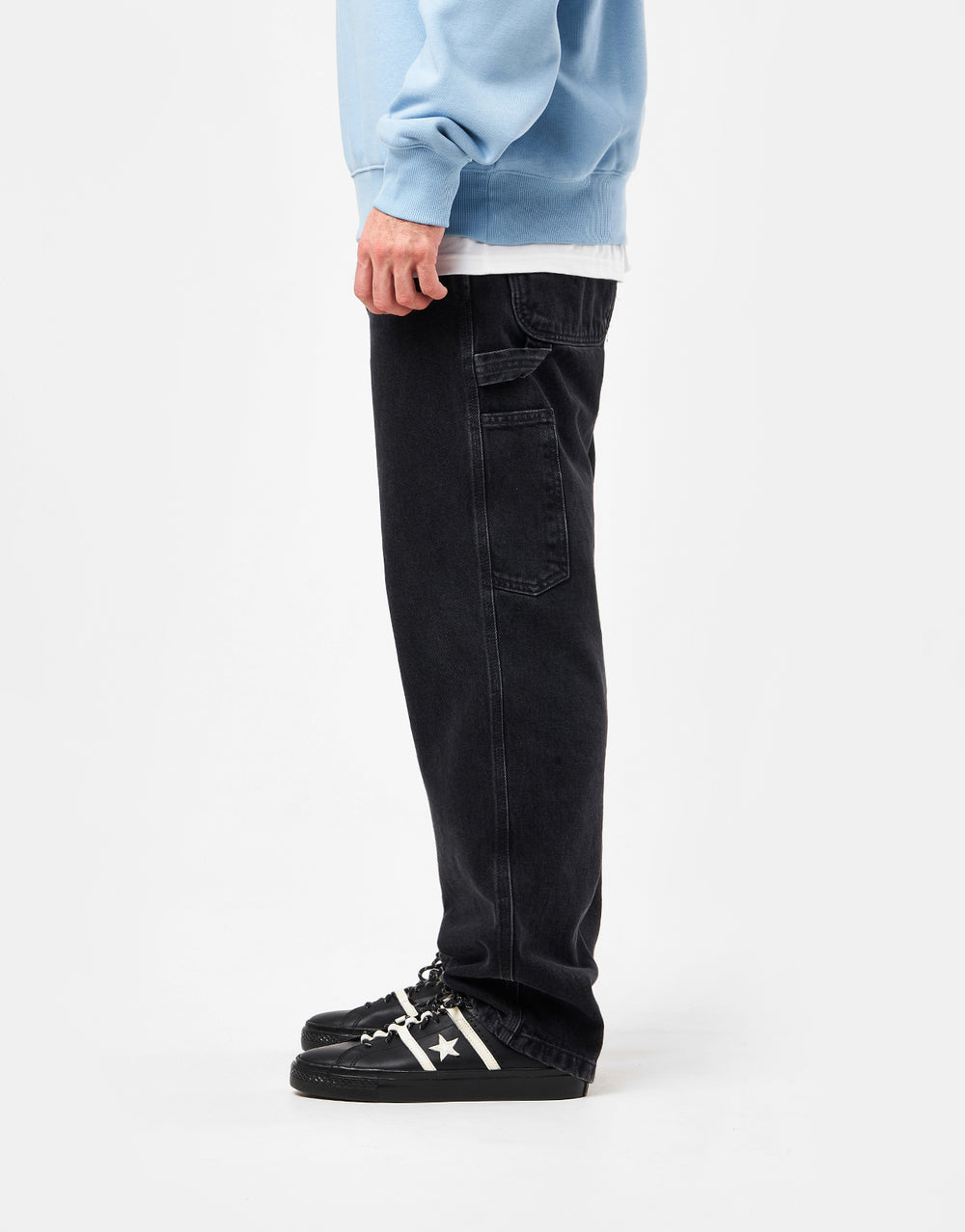 Carhartt WIP Single Knee Pant - Black Heart (Stone Washed)
