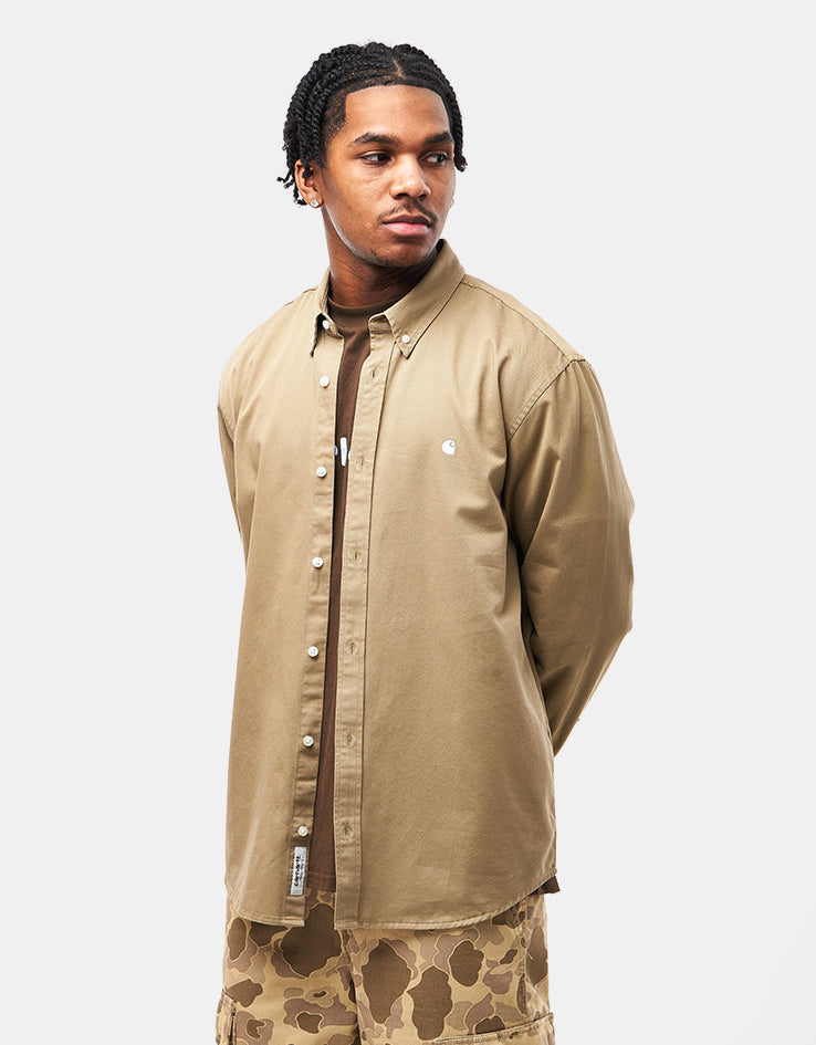 Carhartt WIP L/S Madison Shirt - Leather/White