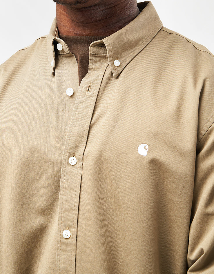 Carhartt WIP L/S Madison Shirt - Leather/White