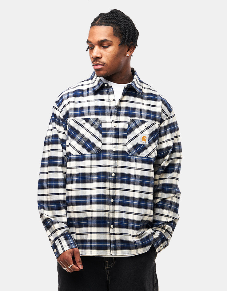 Carhartt WIP L/S Tarbell Shirt - Tarbell Check/Dark Navy/White