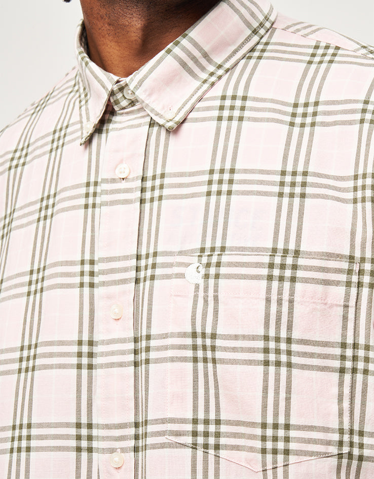 Carhartt WIP S/S Niven Shirt - Niven Check/Air Pink/Wax