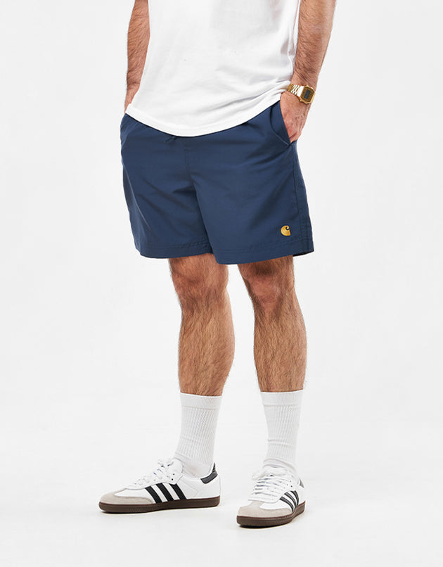 Carhartt WIP Chase Swim Trunks - Dusky Blue/Gold