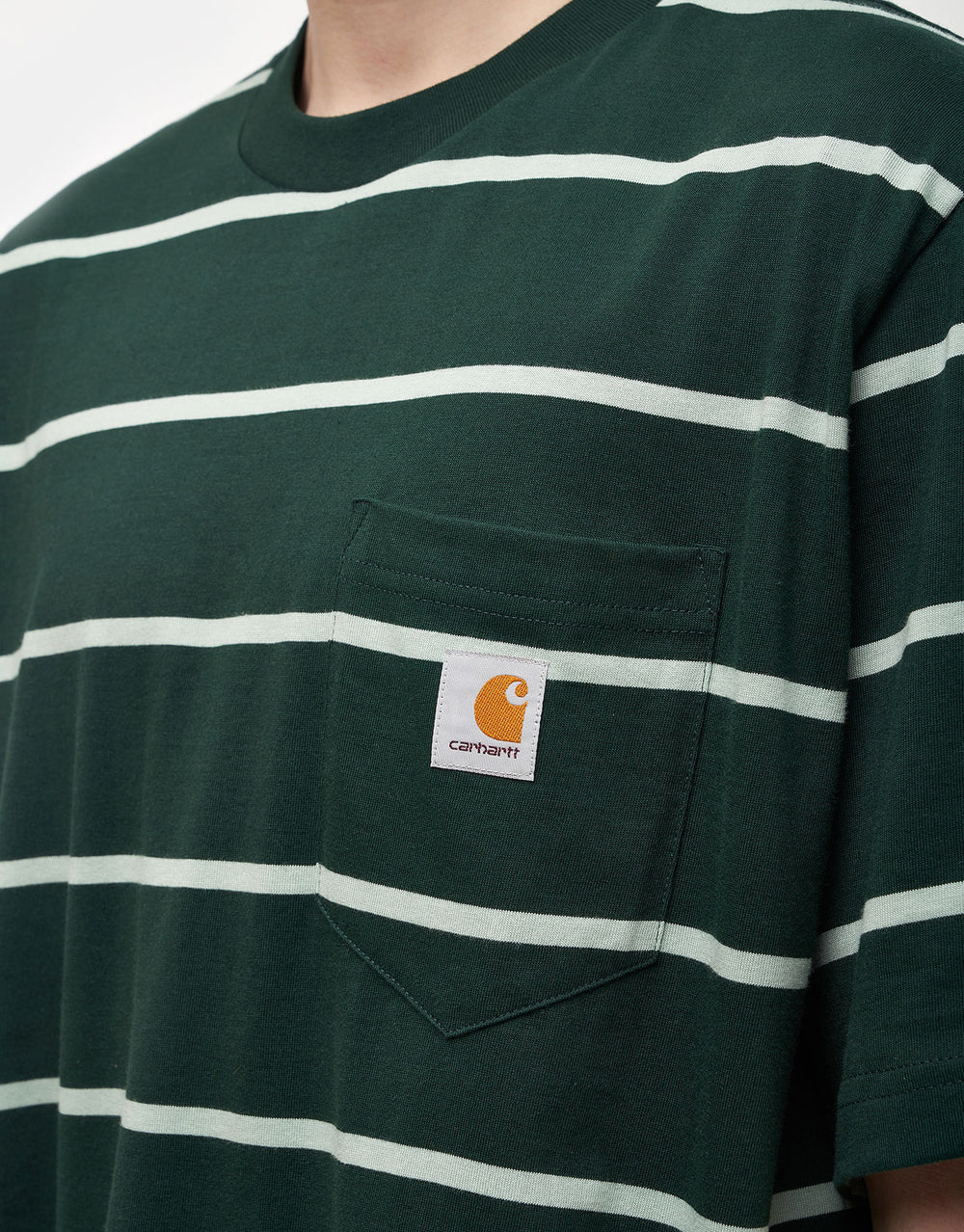 Carhartt WIP Aiken Pocket T-Shirt - Aiken Stripe/Conifer