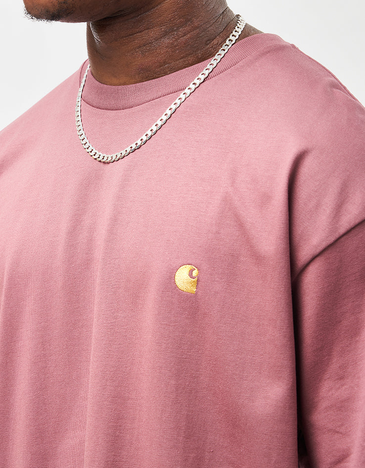 Carhartt WIP S/S Chase T-Shirt - Dusky Pink/Gold