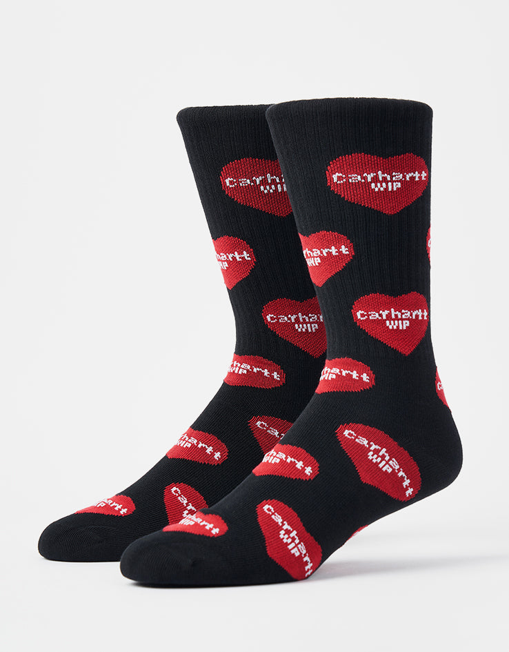 Carhartt WIP Heart Logo Crew Socks - Heart Logo Jacquard-Black