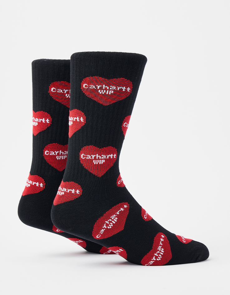 Carhartt WIP Heart Logo Crew Socks - Heart Logo Jacquard-Black