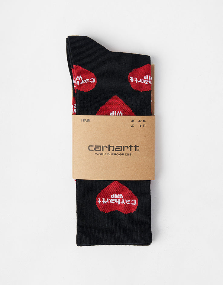 Carhartt WIP Heart Logo Crew Socks - Heart Logo Jacquard-Black
