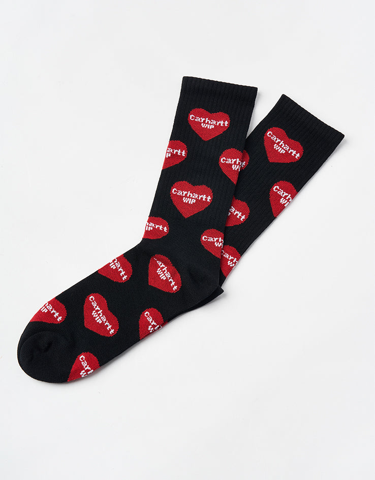 Carhartt WIP Heart Logo Crew Socks - Heart Logo Jacquard-Black