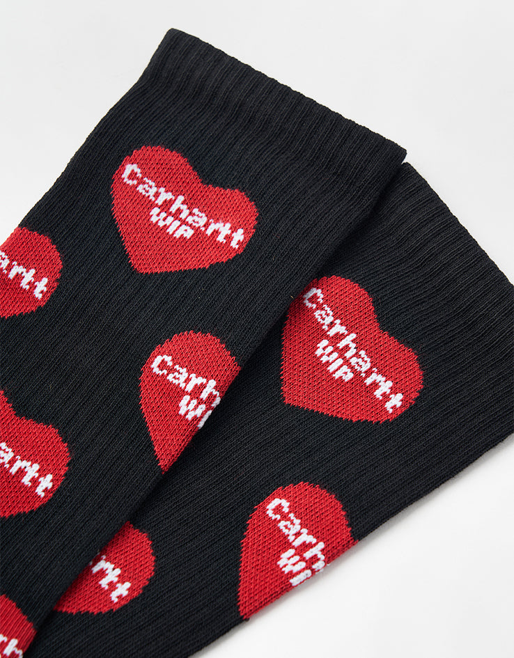 Carhartt WIP Heart Logo Crew Socks - Heart Logo Jacquard-Black