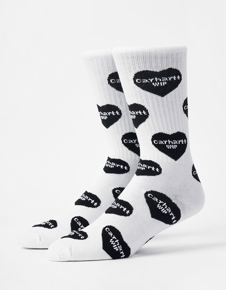 Carhartt WIP Heart Logo Crew Socks - Heart Logo Jacquard-White